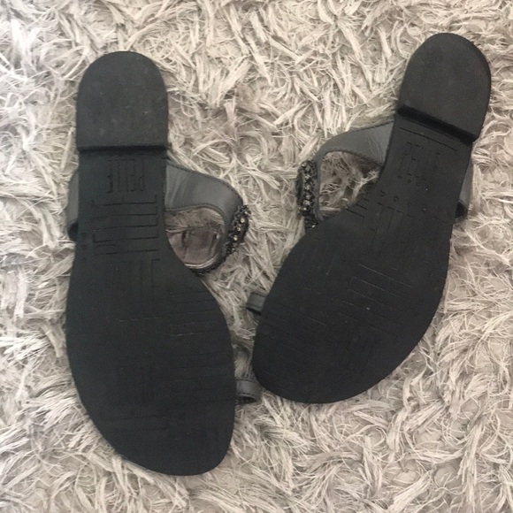 Pelle Mode. Black jeweled leather sandal size 8 - Picture 3 of 6